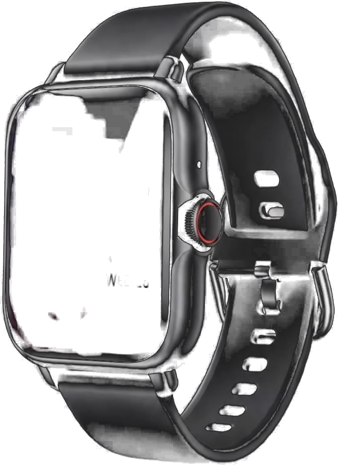 Smartwatch Belong negro con corona de anillo rojo